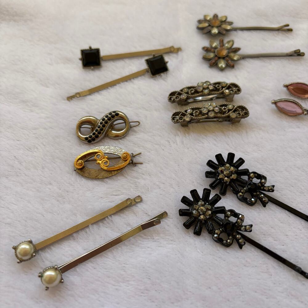 Y2K Rhinestone Hair Accessories Lot Coquette Fairy Grunge Bobby Pins Barrettes - Picture 3 of 7